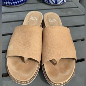 Eileen Fisher Touch Tumbled Nubuck Leather Flatform Sandal